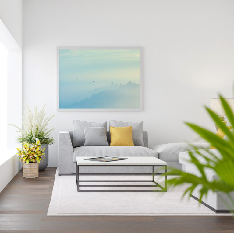 Poster Frame in living room Psd Mockup
