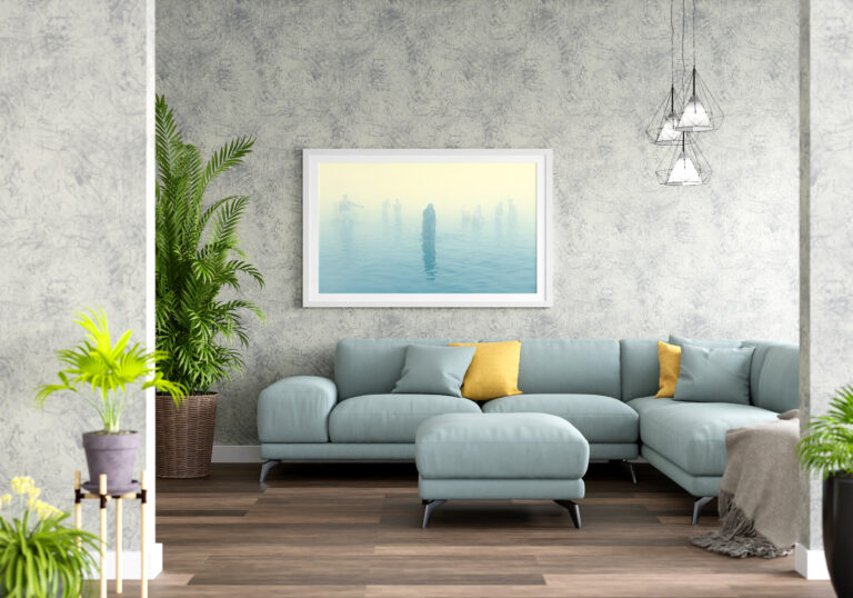Poster Frame in living room Psd Mockup